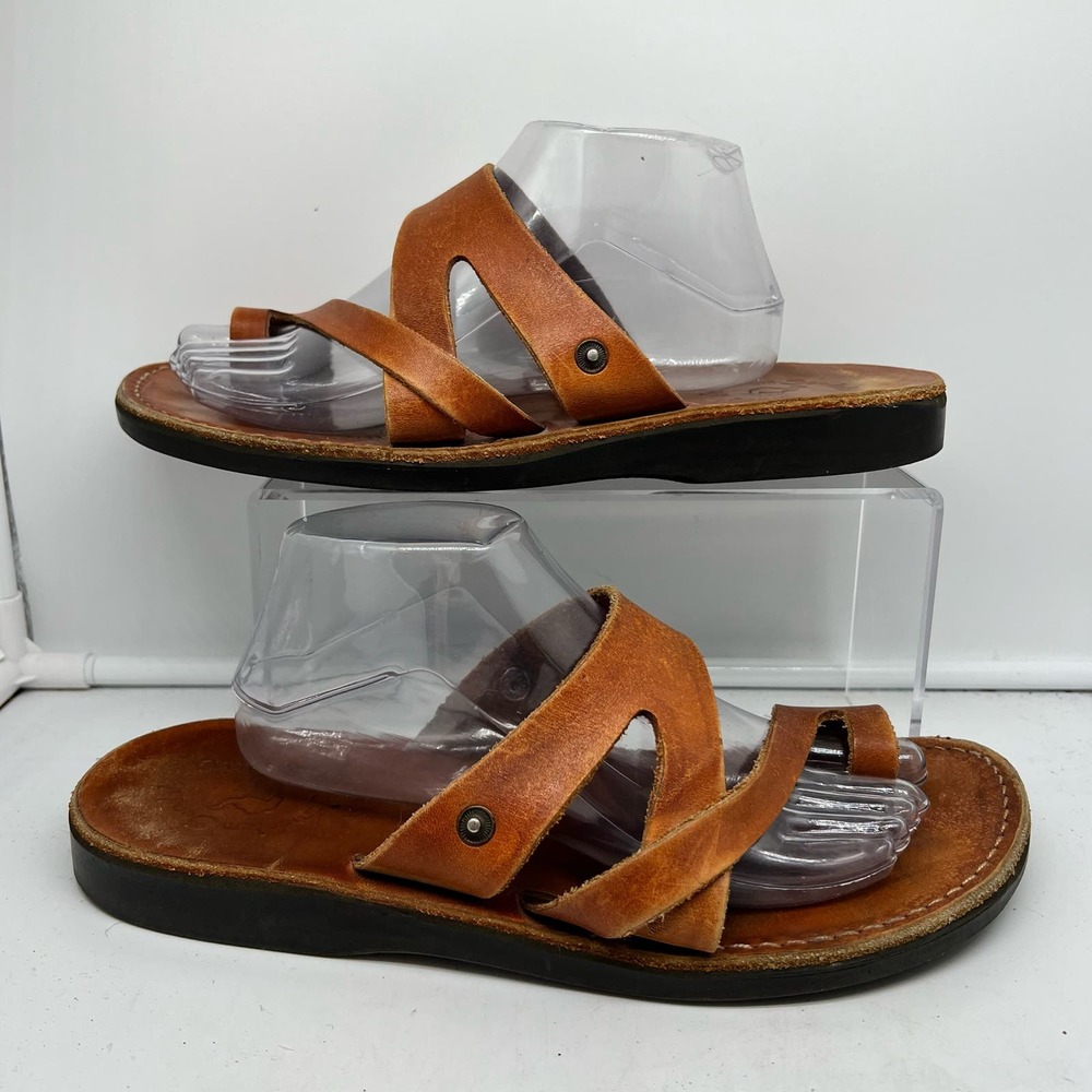 Jerusalem Sandals Mens 45 Brown Slide Toe Loop  Leather Flat US 12-12.5 NtN